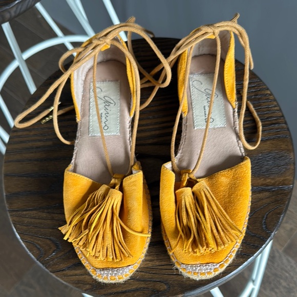 Gaimo Mustard Suede Espadrille Flats – Made in Spain- Euro Summer size 6 - Picture 3 of 8